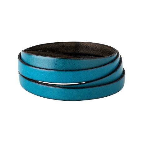 1m Flaches Lederband Wasserblau (schwarzer Rand) 10x2mm
