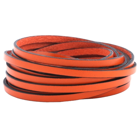 1m Flaches Lederband Orange (schwarzer Rand) 5x2mm