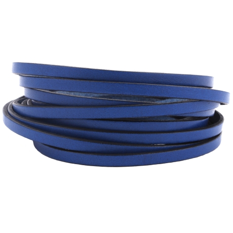 1m Flaches Lederband Azurblau (schwarzer Rand) 5x2mm