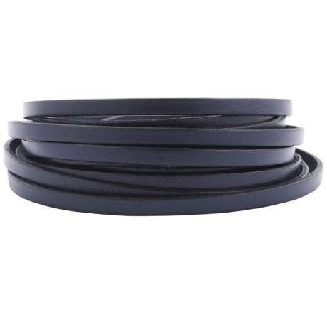 1m Flaches Lederband Marineblau (schwarzer Rand) 5x2mm