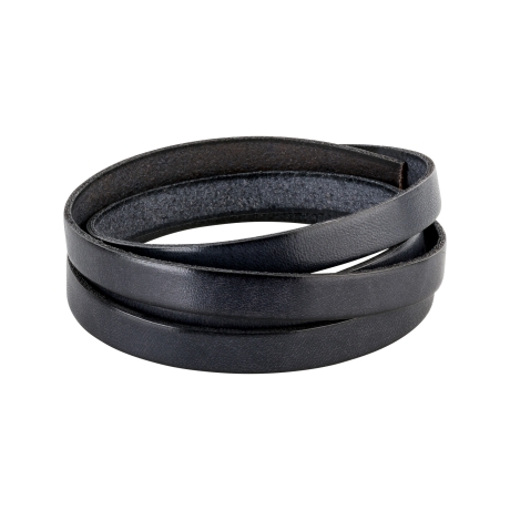 1m Flaches Lederband Anthrazit (schwarzer Rand) 10x2mm