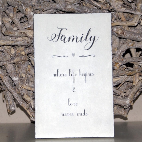 Schild Holz Family ...  Shabby Chic - 24 x 15 cm