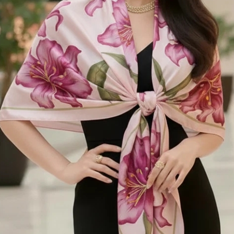 Damen Seidentuch Rosen, bunt, 180 x 90 cm, neu