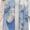 Damen Seidentuch hell-blau-weiss Blumen, 180 x 90 cm