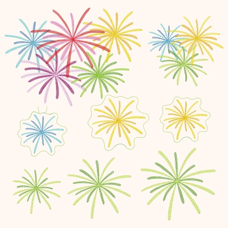 8x Feuerwerk Stickdatei Blumenstecker Lichterdeko stickdirwas