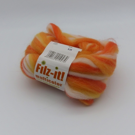 Filz-it, orange gelb weiss, Filzwolle , Kammzug, Schurwolle, DIY