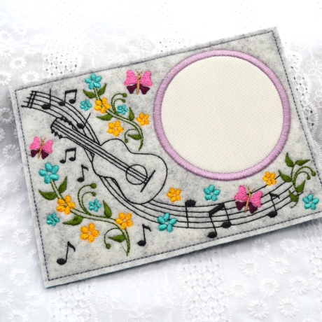 Stickdatei Mugrug Untersetzer Musik Gitarre Noten