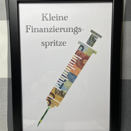 Geldgeschenk Bilderrahmen Finanzierungsspritze DIN A4