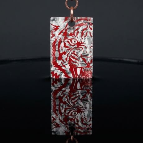 Tiger-Amulett Rot Silber – Kraft-Symbol m. Bergkristall handmade