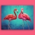 Pink Flamingos - Leinwandbild - Collage - Wandbild - Kunstdruck