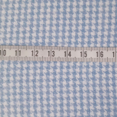Webstoff Flanell hellblau Hahnentritt