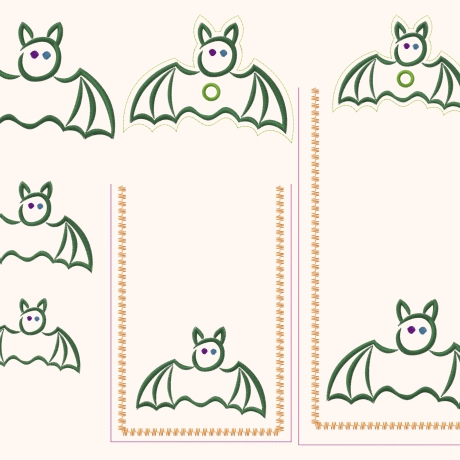 Fledermaus Halloweendeko 7x Stickdatei Beutel Deko stickdirwas