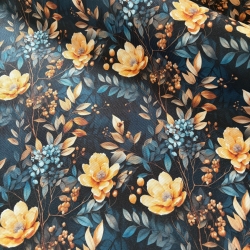 Flowing Bloom Blumen nachtblau Taschenstoff wasserabweisend