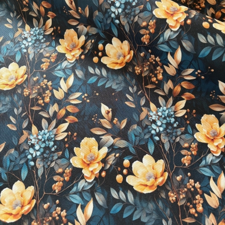 Flowing Bloom Blumen nachtblau Taschenstoff wasserabweisend