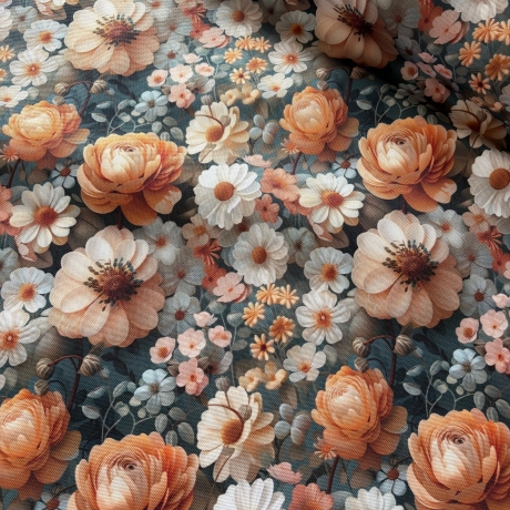 Flowing Bloom Blumen peach Taschenstoff wasserabweisend