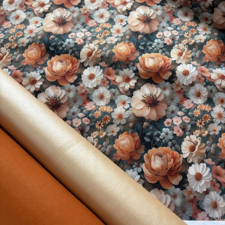 Flowing Bloom Blumen peach Taschenstoff wasserabweisend