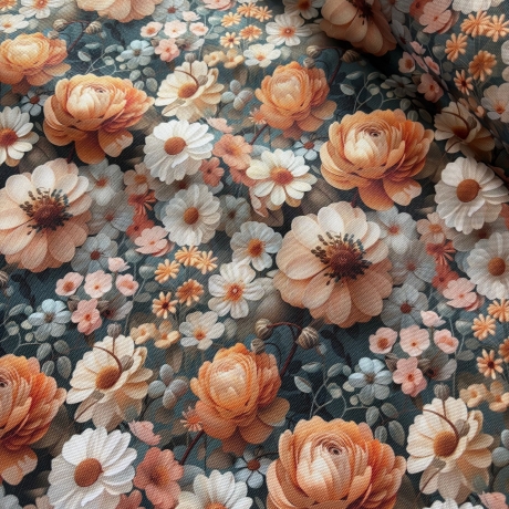 Flowing Bloom Blumen peach Taschenstoff wasserabweisend