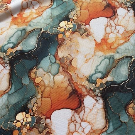 Flowing Bloom Liquid Bernstein Petrol Gold Taschenstoff