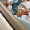 Flowing Bloom Liquid Bernstein Petrol Gold Taschenstoff