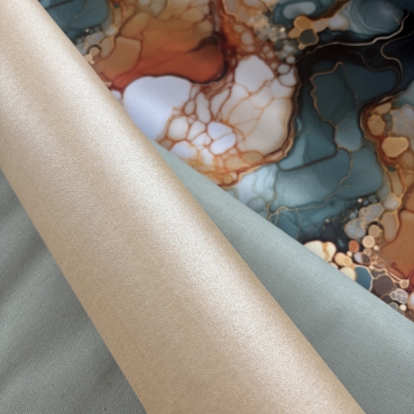 Flowing Bloom Liquid Bernstein Petrol Gold Taschenstoff