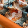 Flowing Bloom Liquid Bernstein Petrol Gold Taschenstoff