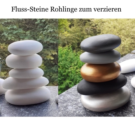 Fluss-Steine Gipsstein selber verzieren Rohling Rund 3er-Set groß