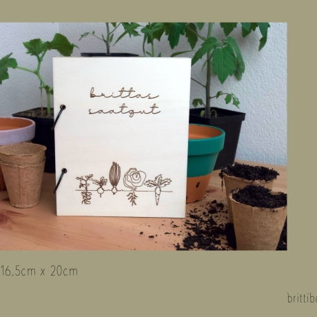 Personaliserter Saatgut-Ordner aus Holz – für Selbstversorger