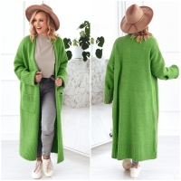Oversized Strickmantel lang Strickjacke Cardigan Weste Grün S-XL