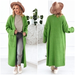 Oversize Strickmantel Strickjacke lang Cardigan Grün S-XL