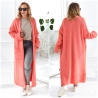 Oversize Strickmantel lang Strickjacke Cardigan Koralle S M L XL