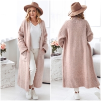 Oversized Strickmantel lang Strickjacke Cardigan Weste Puder S-XL