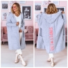 Oversize Strickmantel lang Strickjacke Cardigan Weste Grau M-2XL