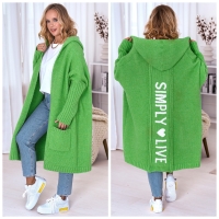Oversize Strickmantel lang Strickjacke Cardigan Weste Grün M-2XL