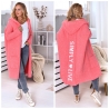 Oversize Strickmantel lange Strickjacke Cardigan Koralle M-2XL