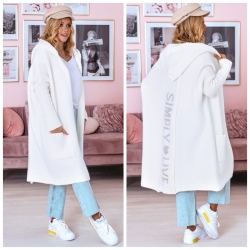 sversize Strickmantel lange Strickjacke Weste Cardigan Weiß M-2XL