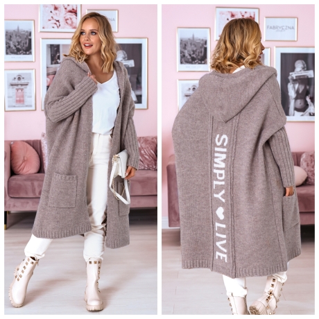 Oversize Strickmantel lange Strickjacke Weste Cardigan BraunM-2XL