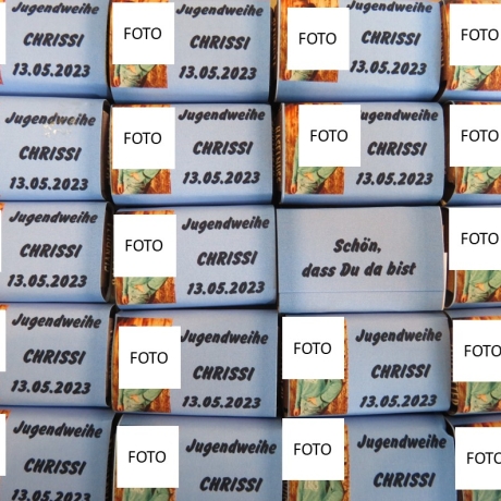 Schokolade als Gastgeschenke Jugendweihe 20 Täfelchen mit Foto