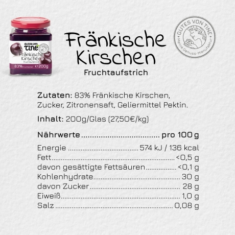 FRÄNKISCHE KIRSCHEN-Fruchtaufstrich | Gourmet-Marmelade | Vegan