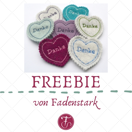 Freebie Stickdatei ITH Herz DANKE