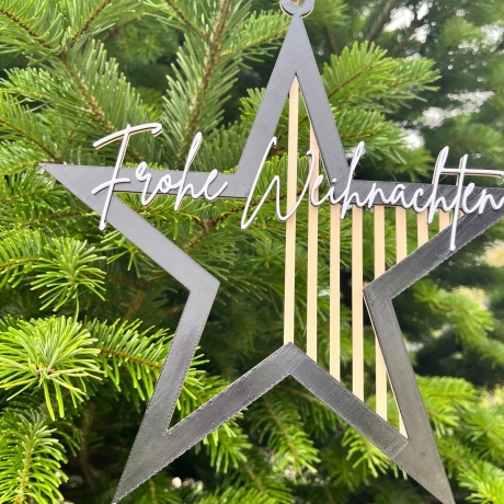 Weihnachtsstern z. Aufhängen, 3D-Druck Deko Tannenbaum Schriftzug