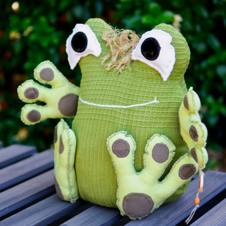 UPCYCLING Türstopper Frosch mit Trageschlaufe