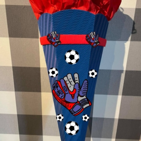 Bastelset für Schultüte Fußballhandschuhe blau mit rot