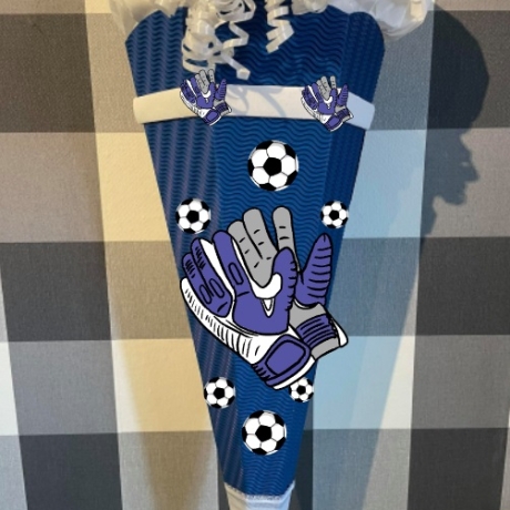Bastelset für Schultüte Fußballhandschuhe blau mit weiß