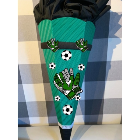 Schultüte Fußballhandschuhe grün mit schwarz