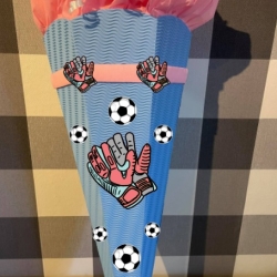 Bastelset für Schultüte Fußballhandschuhe Rosa mit hellbau 
