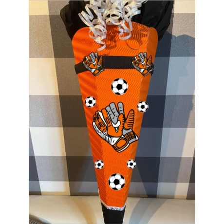 Schultüte Fußballhandschuhe orange mit weiß
