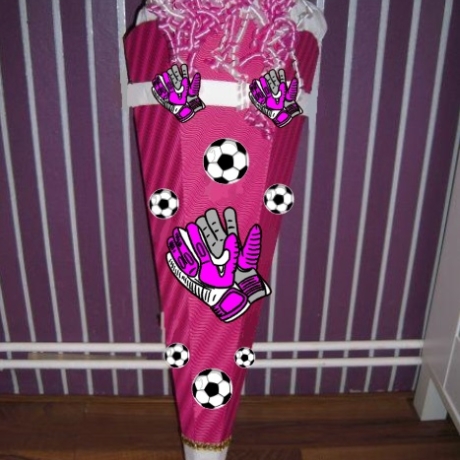 Schultüte Fußballhandschuhe pink mit weiß