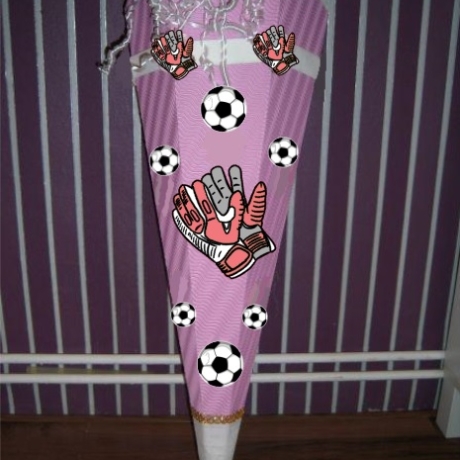 Bastelset für Schultüte Fußballhandschuhe rosa mit weiß