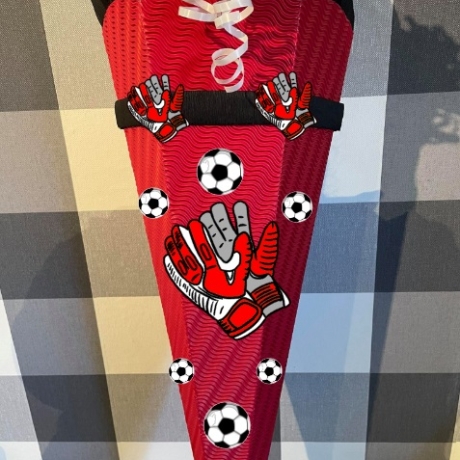 Schultüte Fußballhandschuhe rot mit schwarz