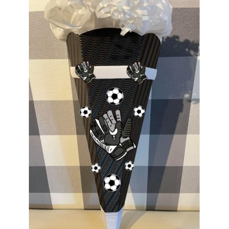 Bastelset für Schultüte Fußballhandschuhe schwarz mit weiß
